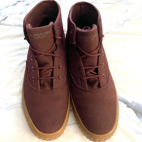 Us Polo Assn Burgandy Canvas Shoes  Men’s Size 9.5 Casual Classy - Picture 2 of 12